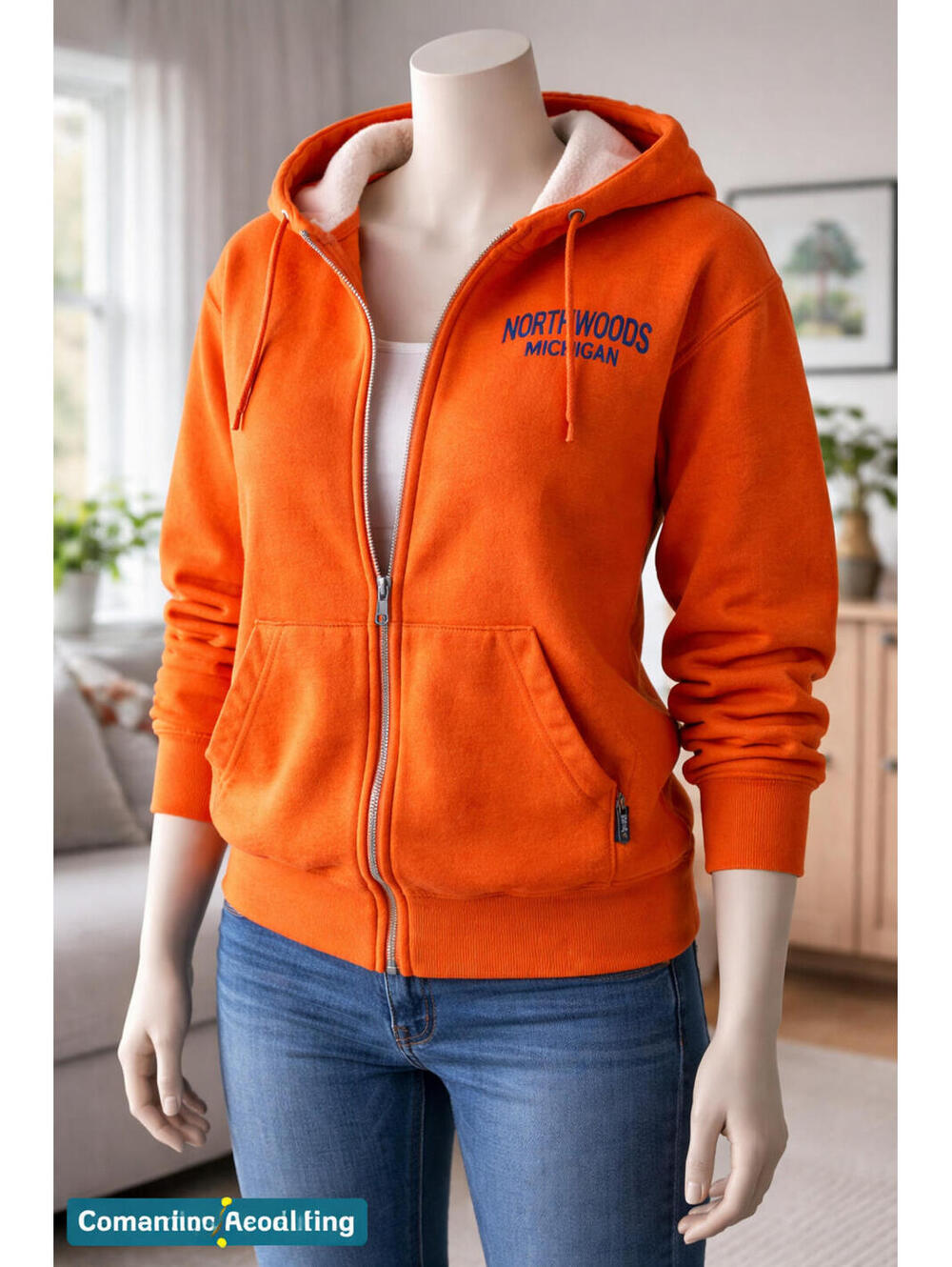 Northwoods Michigan Orange Zip-Up Hoodie – Pacific & Company – Size Small
